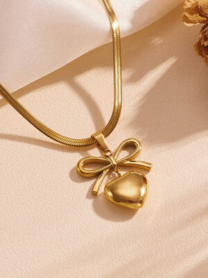 Bow Knot Heart Theme Pendant