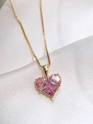 Gold-Plated Pink Heart Pendant