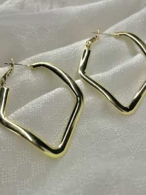 Curved Square Gold Hoop Earrings