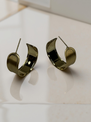Gold Plated Half Hoop Pierced Earring