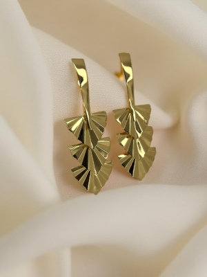 Gold Plated Leaf Design Drop Earrings