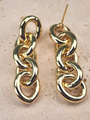 Gold-Toned Geometric Chained Earrings